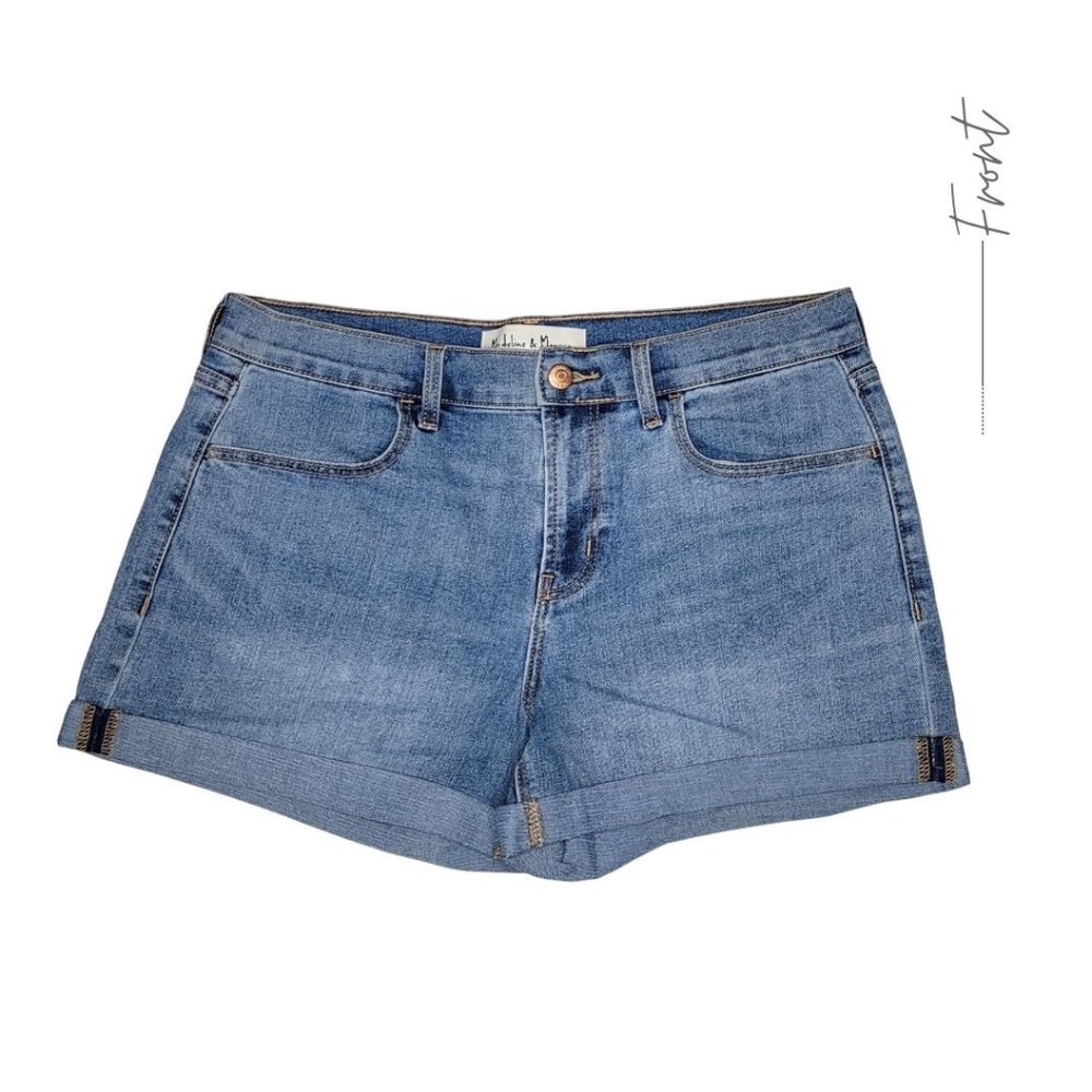 3” CUFFED HEM BLUE DENIM SHORTS FOR WOMEN